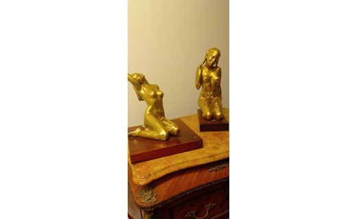 COPPIA STATUE PORCELLANA ORO