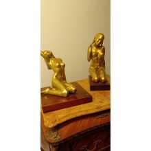 COPPIA STATUE PORCELLANA ORO