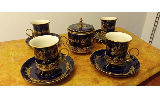 SET 4 TAZZINE CAFFE E ZUCCHERIERA FIRMATI ACF